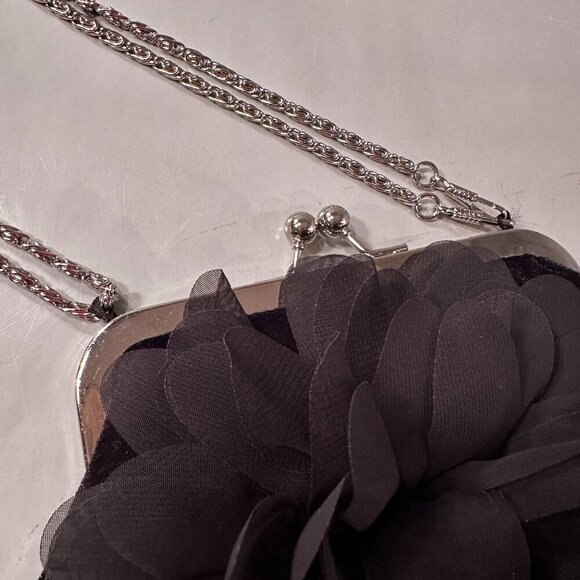 Velvet Flower Crossbody Evening Coin Purses Party Clutch Vintage Handbag Black - Picture 9 of 15